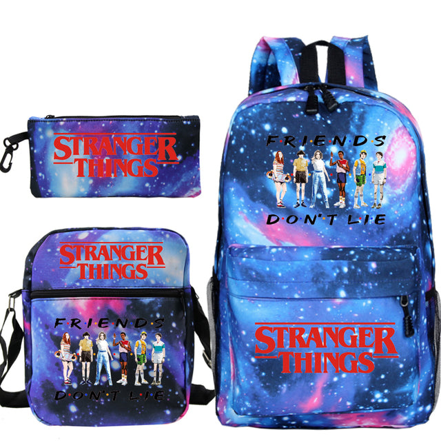 Školní batoh v sadě s taškou a penálem Stranger Things (Výprodej)