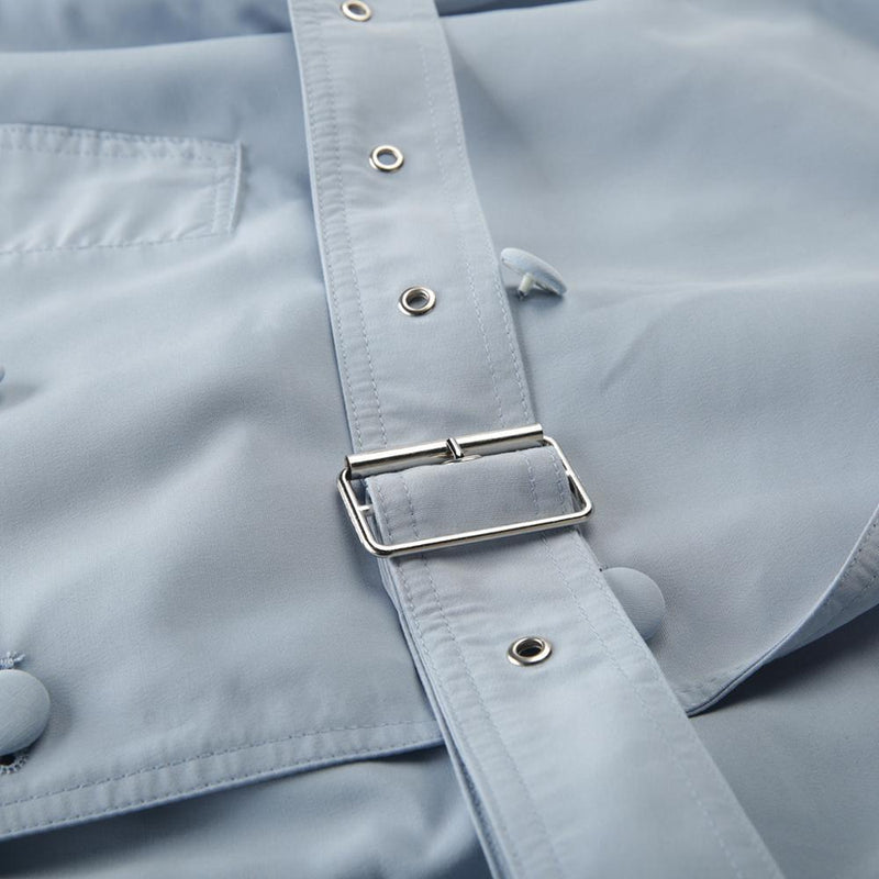 Dámský modrý kabát s páskem (Výprodej)