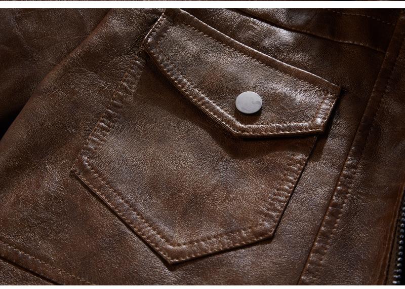Zimní pánská kožená bunda v motorkářském stylu (Výprodej)