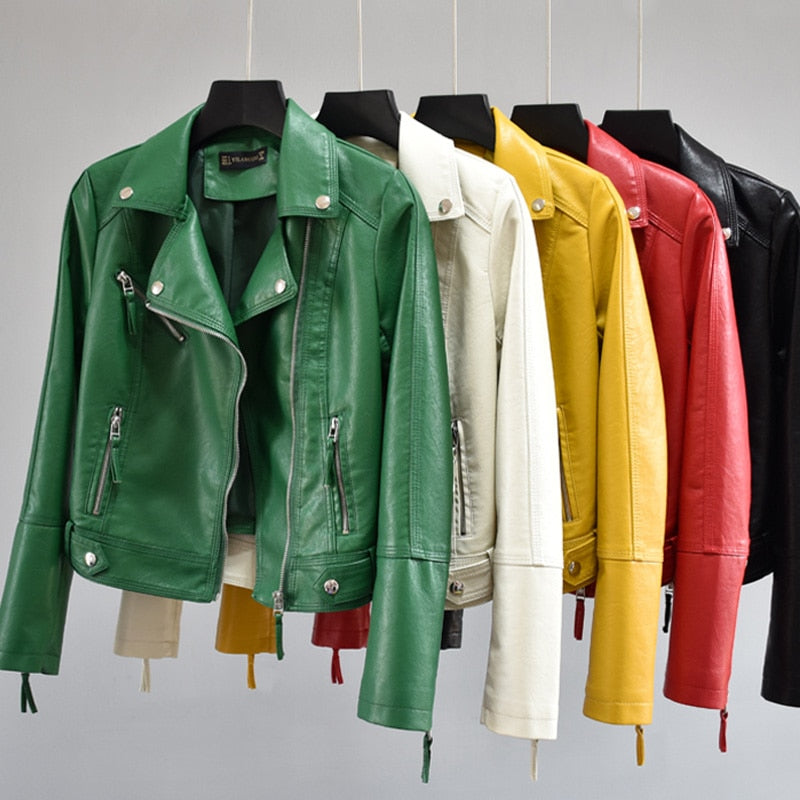 Dámská barevná kožená bunda (Výprodej)