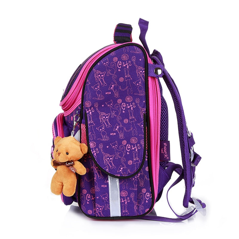 Školní hranatý batoh s medvídkem