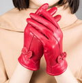 Dámské koženkové rukavice s mašlí
