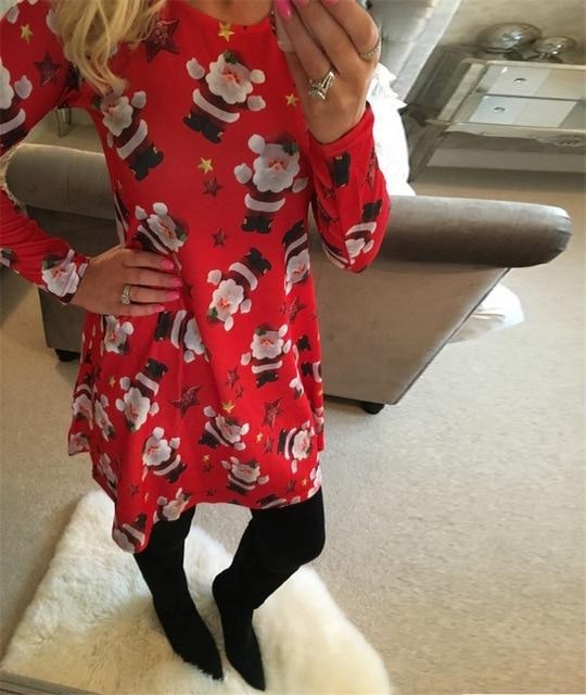 Dámské vánoční šaty s dlouhým rukávem