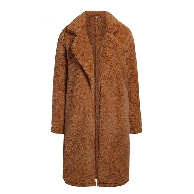 Dámský dlouhý chlupatý kabát (Výprodej)