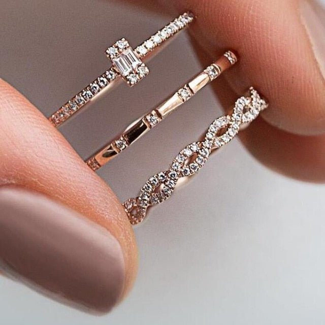 Elegantní set prstenů — 3 ks