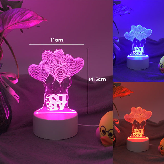 Romantická 3D lampa