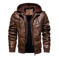 Pánská kožená bunda s kapucí (Výprodej)