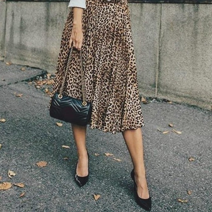 Dámská leopardí midi sukně