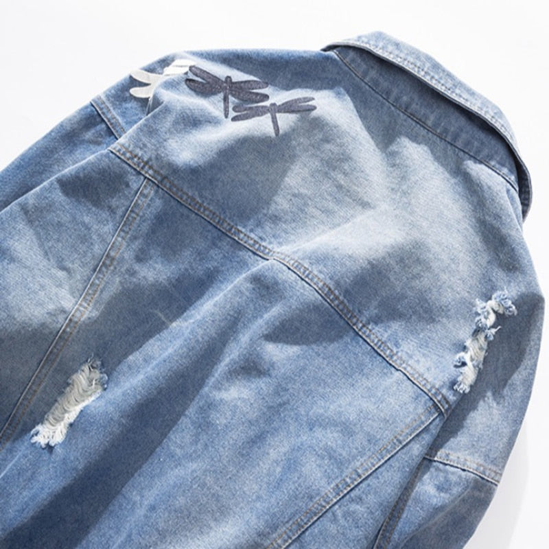 Dámská roztrhaná džínová bunda