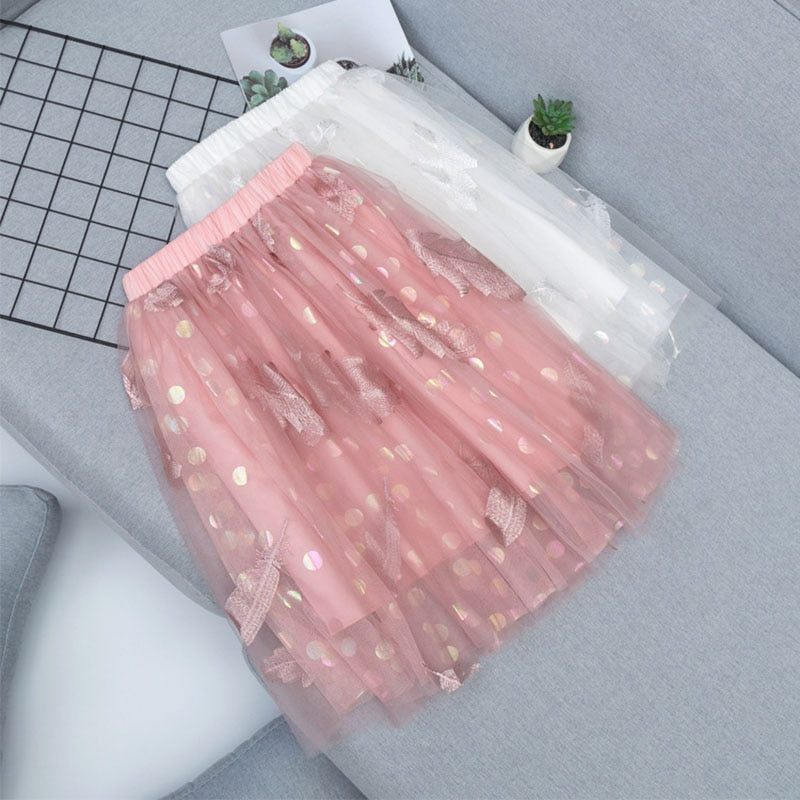 Tylová sukně s kytkami