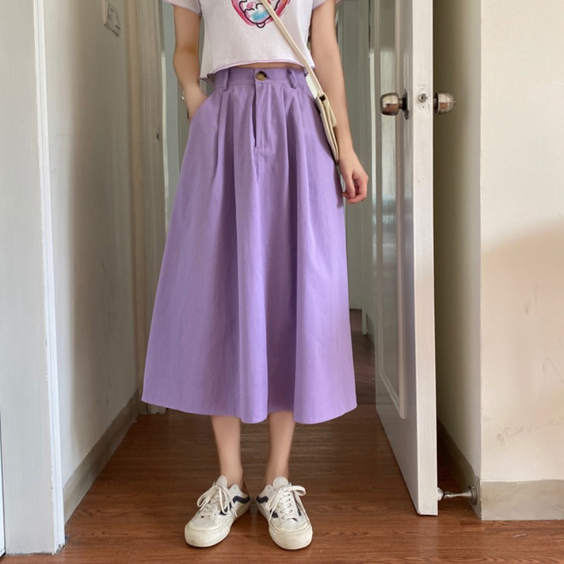 Dlouhá letní sukně v lila barvě