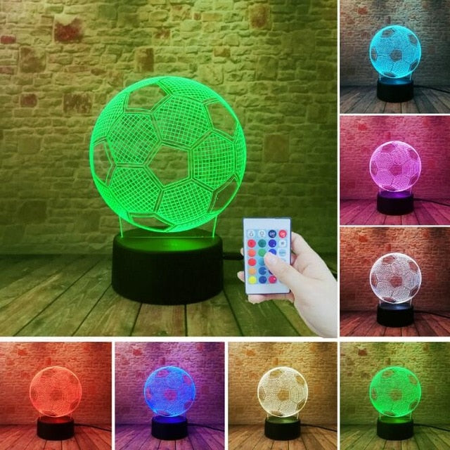 3D stolní lampa ve tvaru fotbalového míče