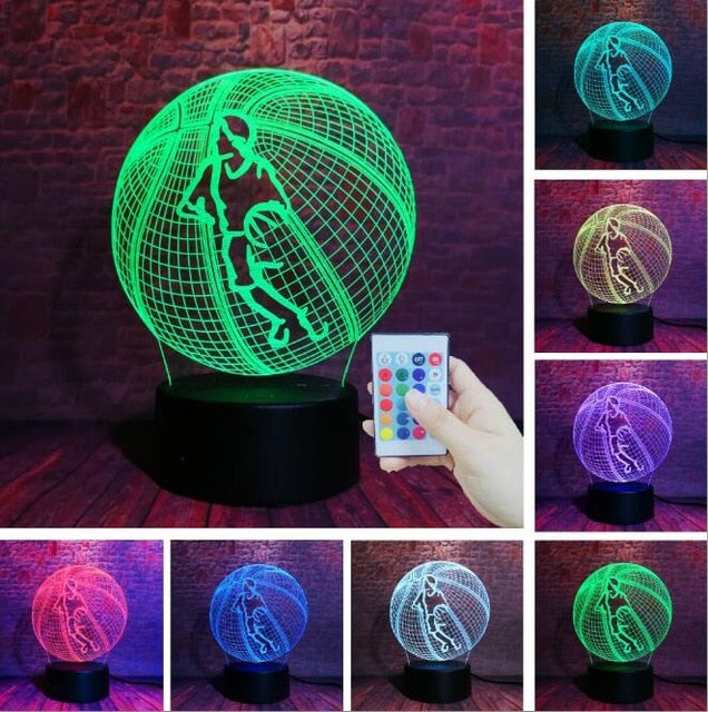 3D stolní lampa ve tvaru fotbalového míče (Výprodej)